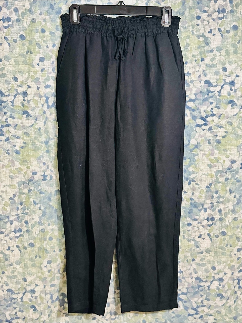 BLANKNYC Black Linen Blend Pull On Pants Paperbag Waist Cropped XS